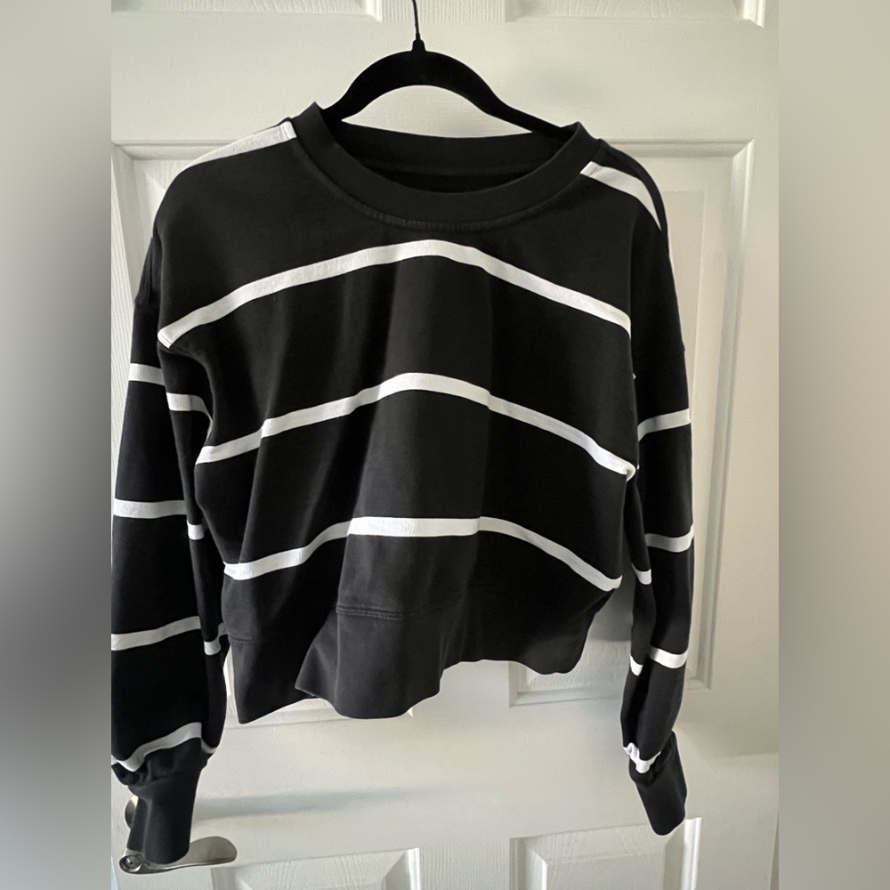 lululemon athletica Black and White Striped Sweatshirt